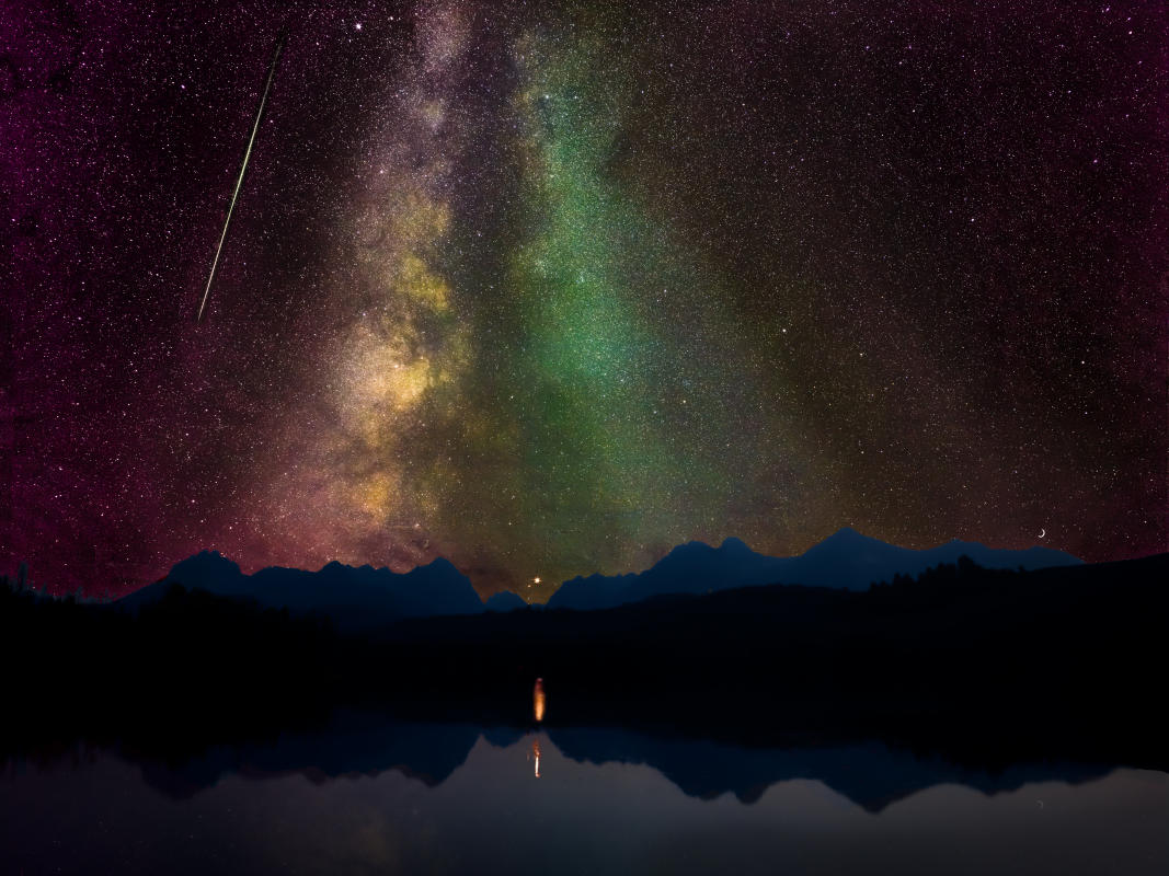 Perseid Meteor Shower, Milky Way, Saturn, Mars, Moon, Sawtooth.  This is a composit of multiple images made on the same night.  I rarely composit an image but it is necessary in astrophotography with the state of technology in cameras today.  This will change.