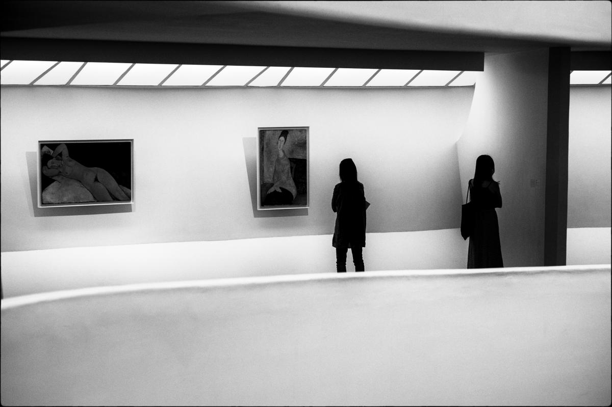 Two women at the Guggenheim Museum in New York.