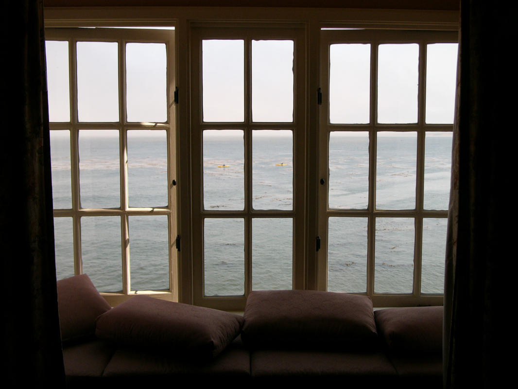 This scene, made from our hotel room in Monterey, reminds me of an image that Sam Abell might make, both because of the strong horizon and because it distantly reminds me of his photograph of pears in a window sill made in Moscow.